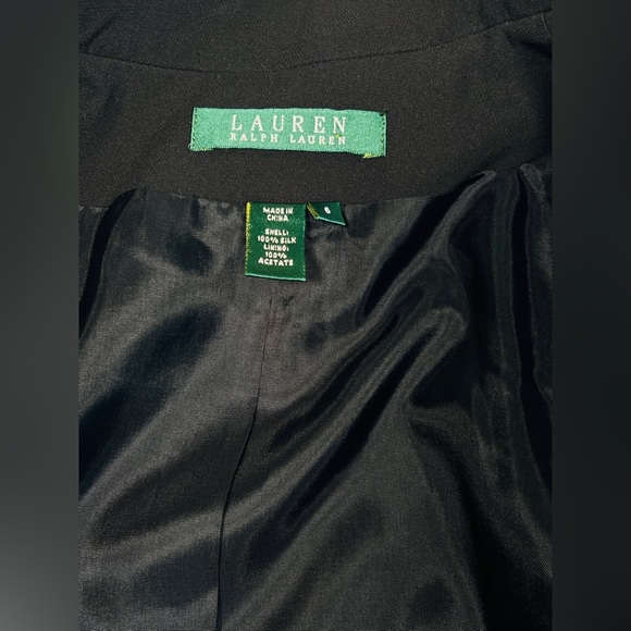 LAUREN RALPH LAUREN Womans Blazer Size 6 Black Silk Fitted - Picture 11 of 13